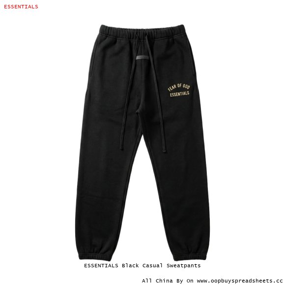ESSENTIALS Black Casual Sweatpants