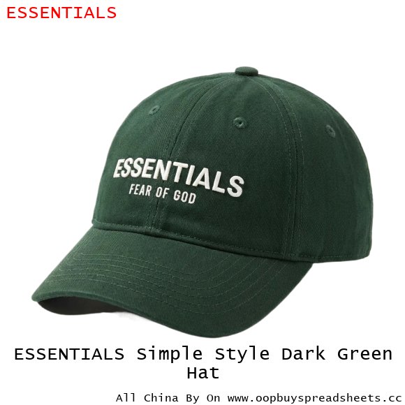 ESSENTIALS Simple Style Dark Green Hat