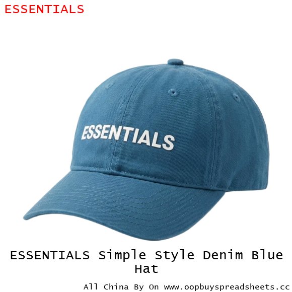 ESSENTIALS Simple Style Denim Blue Hat