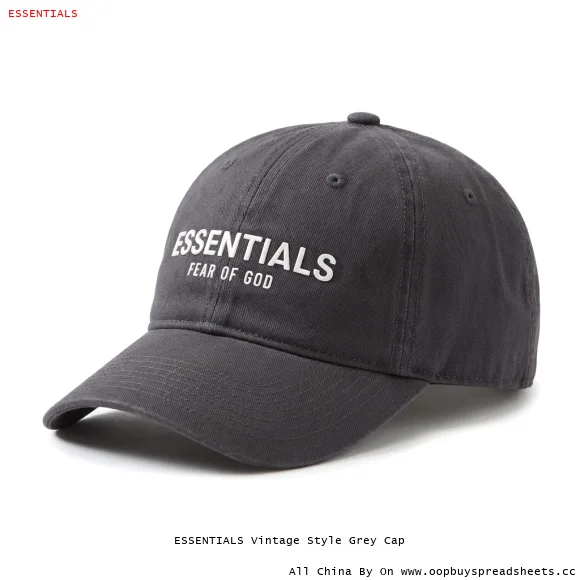 ESSENTIALS Vintage Style Grey Cap