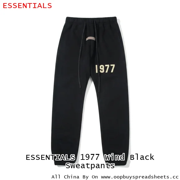 ESSENTIALS 1977 Wind Black Sweatpants