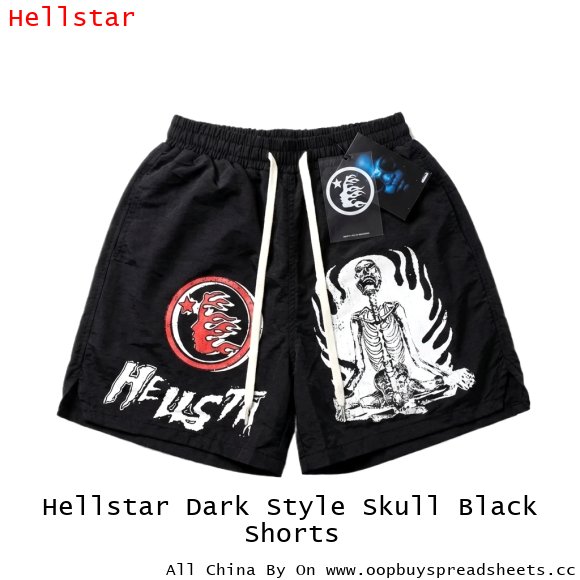 Hellstar Dark Style Skull Black Shorts