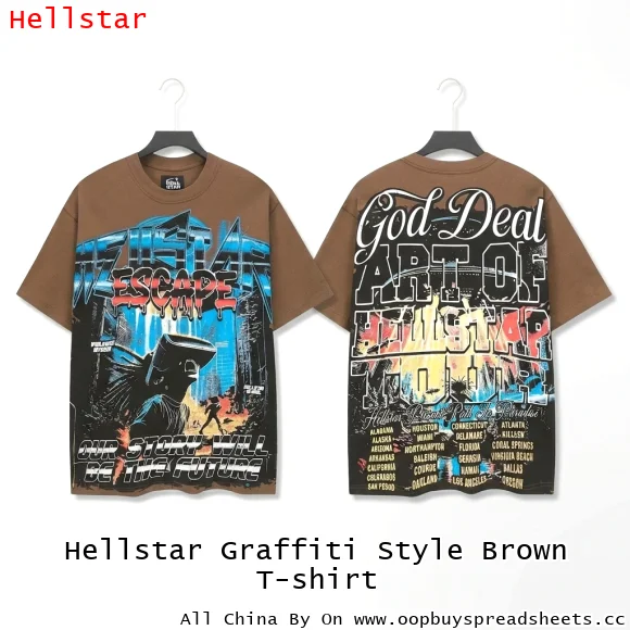 Hellstar Graffiti Style Brown T-shirt