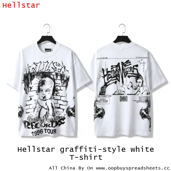 Hellstar graffiti-style white T-shirt