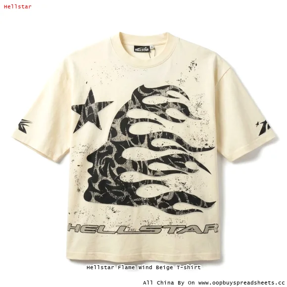 Hellstar Flame Wind Beige T-shirt