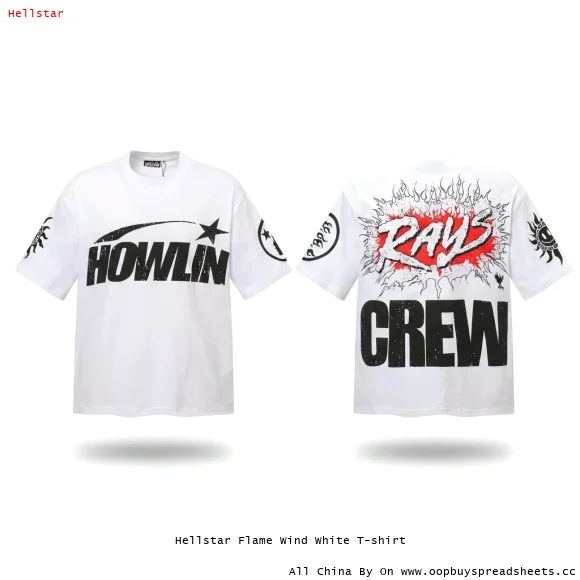 Hellstar Flame Wind White T-shirt