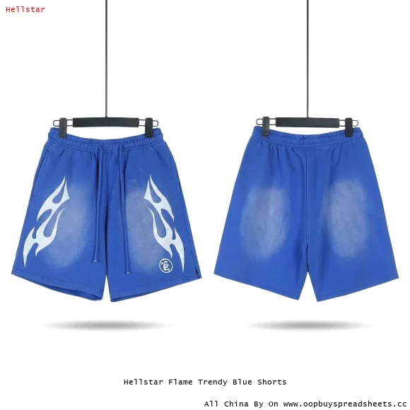 Hellstar Flame Trendy Blue Shorts