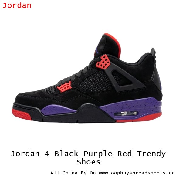 Jordan 4 Black Purple Red Trendy Shoes