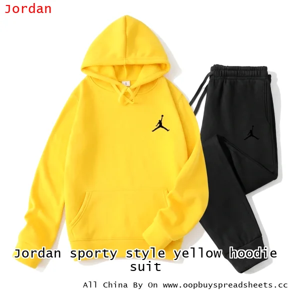 Jordan sporty style yellow hoodie suit