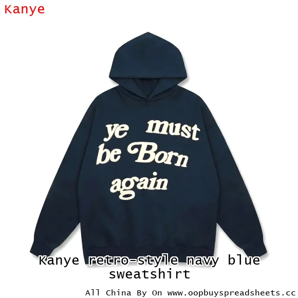 Kanye retro-style navy blue sweatshirt