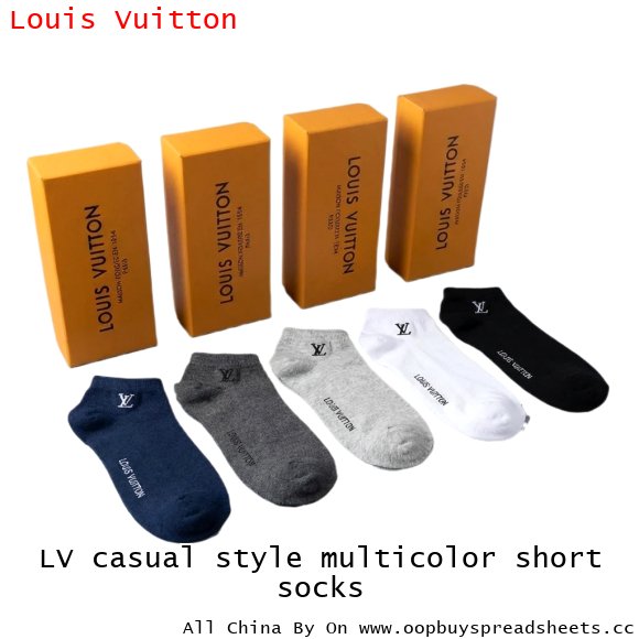 LV casual style multicolor short socks