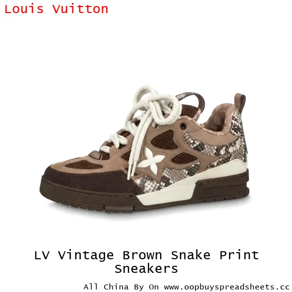 LV Vintage Brown Snake Print Sneakers