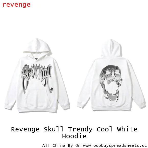 Revenge Skull Trendy Cool White Hoodie