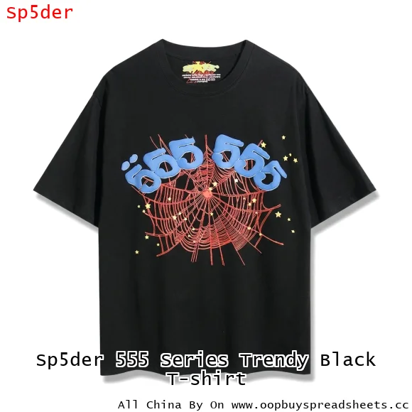 Sp5der 555 Series Trendy Black T-shirt