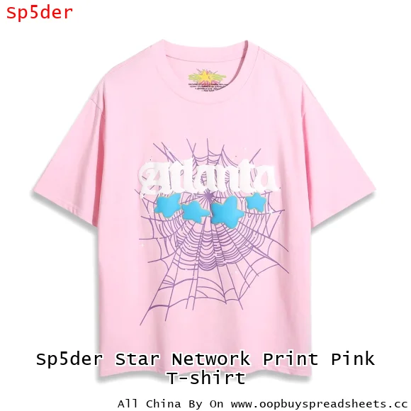 Sp5der Star Network Print Pink T-shirt