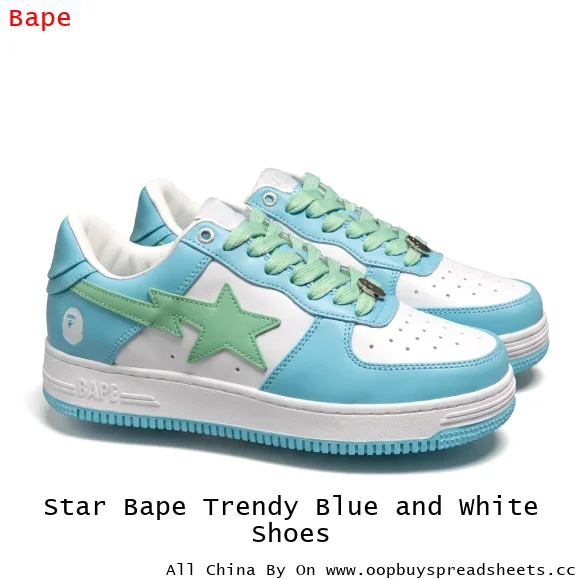 Star Bape Trendy Blue and White Shoes