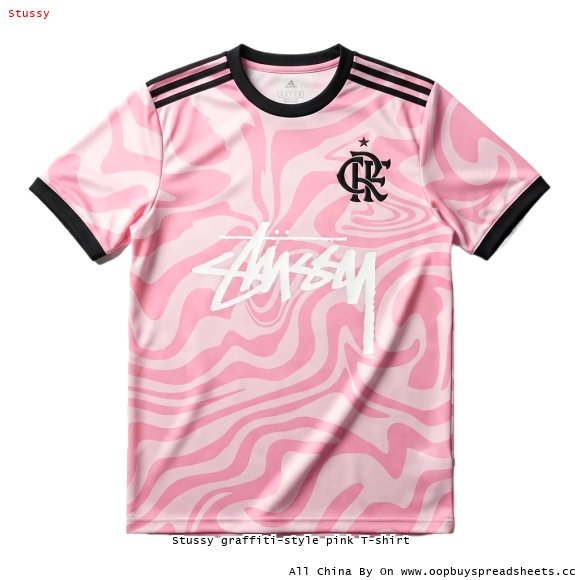 Stussy graffiti-style pink T-shirt