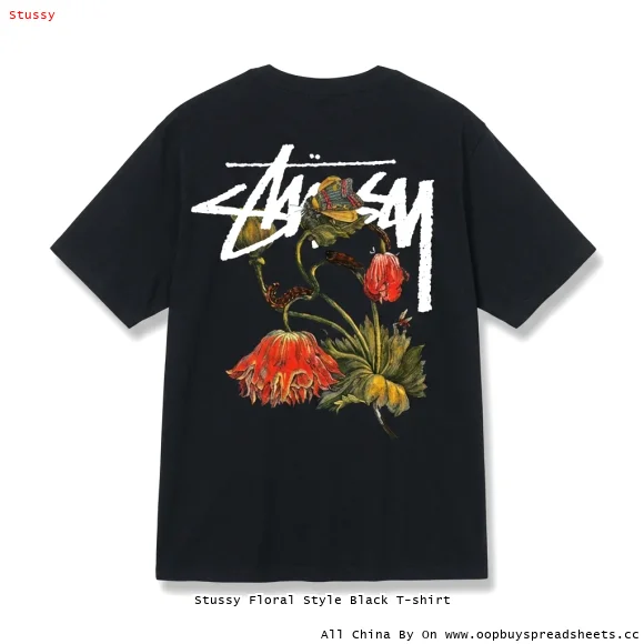 Stussy Floral Style Black T-shirt