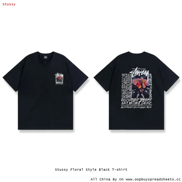 Stussy Floral Style Black T-shirt