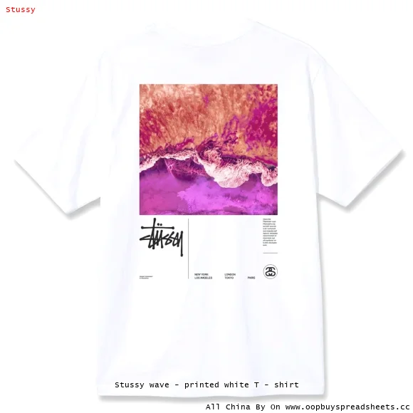 Stussy wave - printed white T - shirt