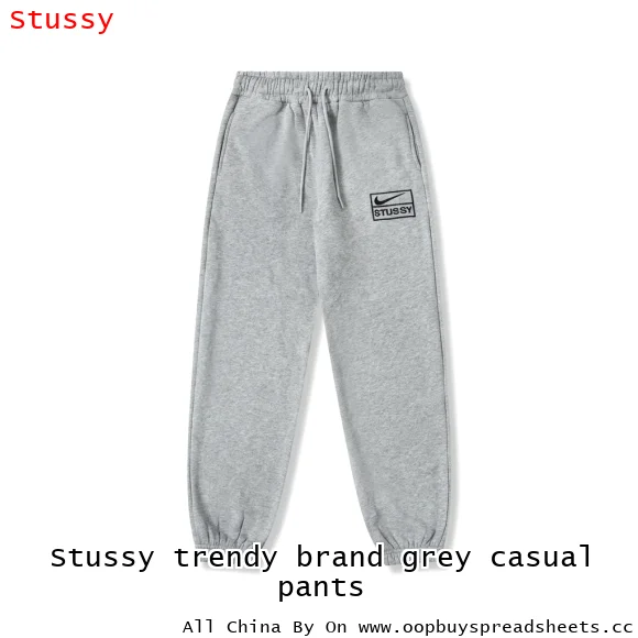 Stussy trendy brand grey casual pants
