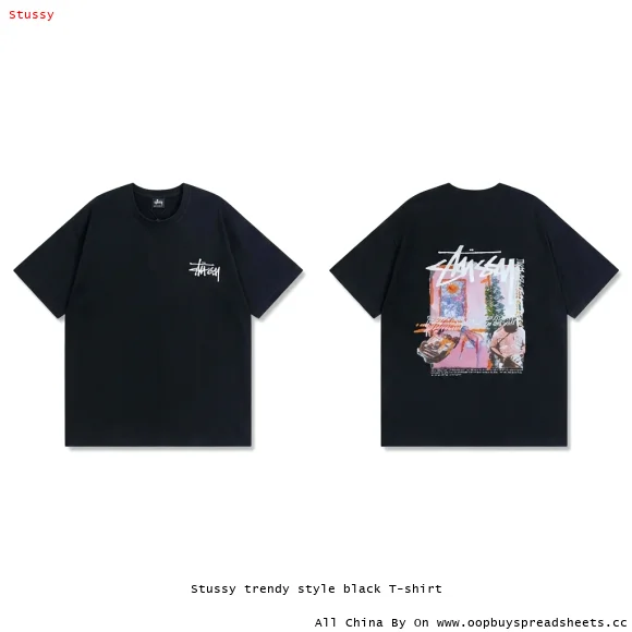 Stussy trendy style black T-shirt