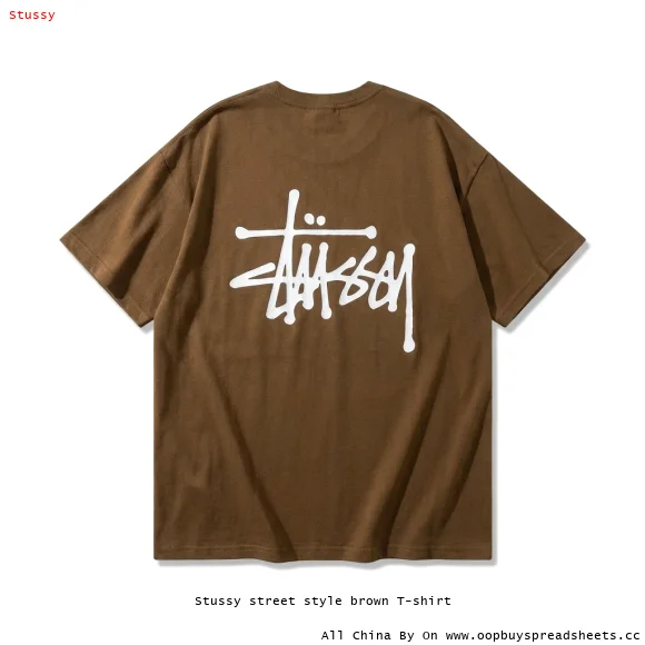 Stussy street style brown T-shirt