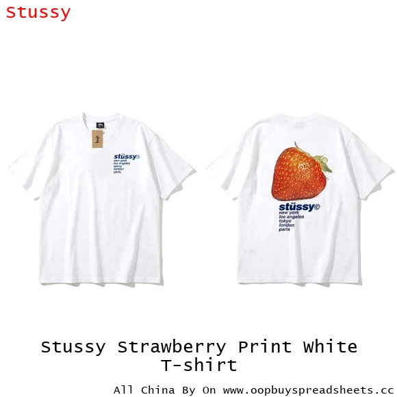 Stussy Strawberry Print White T-shirt