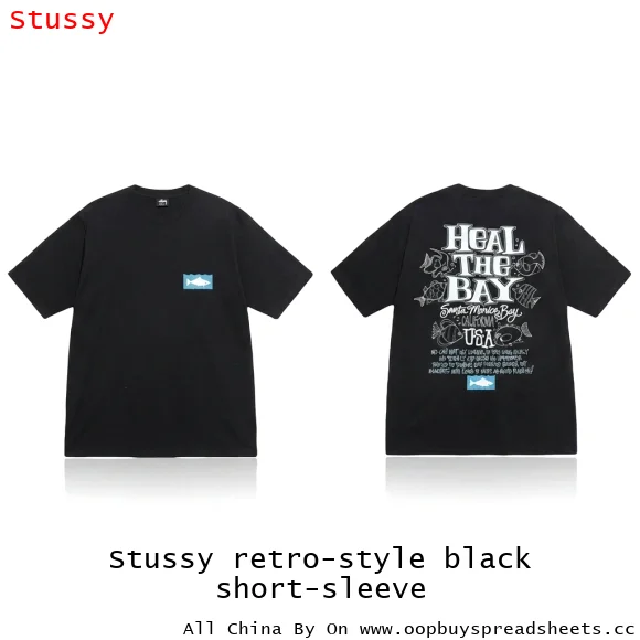Stussy retro-style black short-sleeve