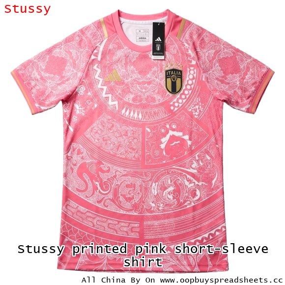 Stussy printed pink short-sleeve shirt