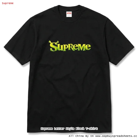 Supreme Letter Style Black T-shirt