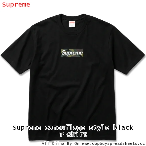 Supreme camouflage style black T-shirt