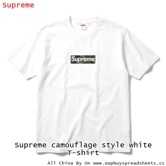 Supreme camouflage style white T-shirt