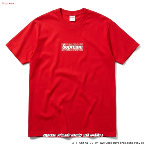 Supreme Printed Trendy Red T-shirt