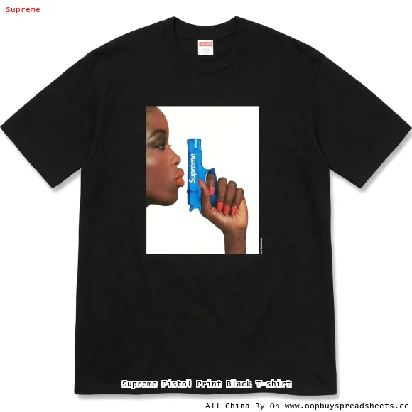 Supreme Pistol Print Black T-shirt