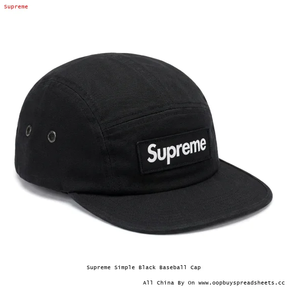 Supreme Simple Black Baseball Cap