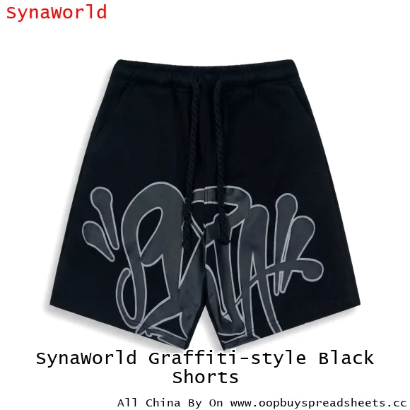 SynaWorld Graffiti-style Black Shorts
