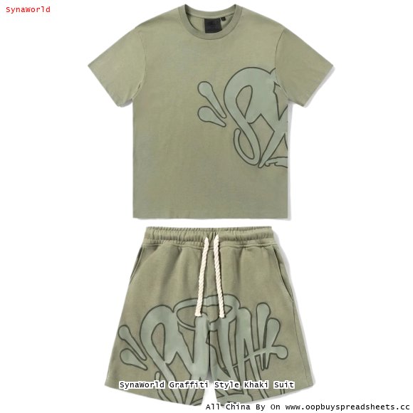 SynaWorld Graffiti Style Khaki Suit