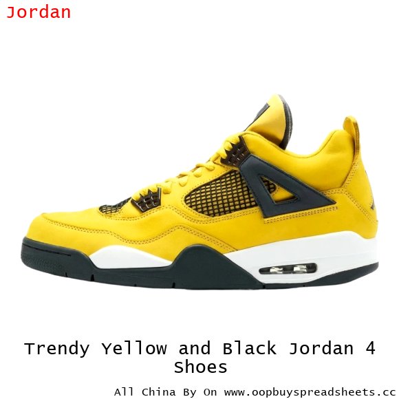 Trendy Yellow and Black Jordan 4 Shoes