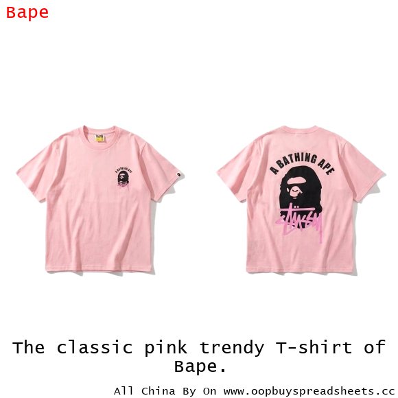 The classic pink trendy T-shirt of Bape.