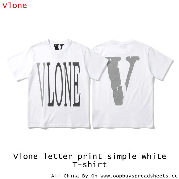 Vlone letter print simple white T-shirt