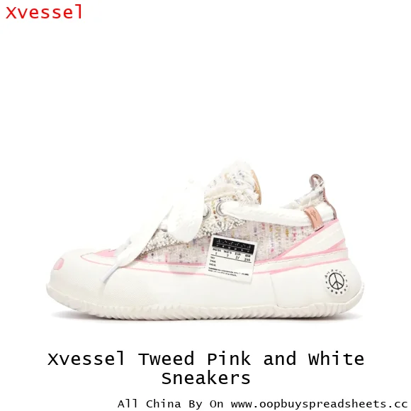 Xvessel Tweed Pink and White Sneakers