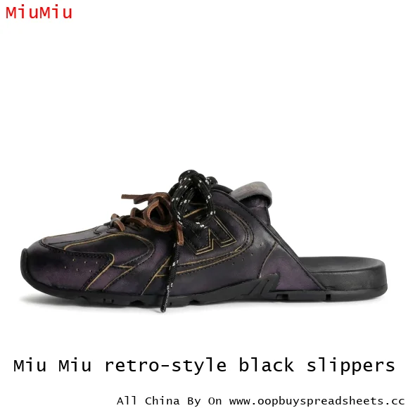 Miu Miu retro-style black slippers