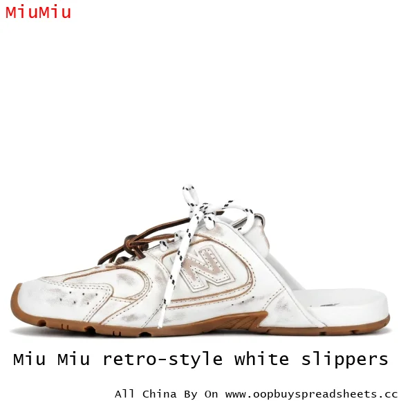 Miu Miu retro-style white slippers