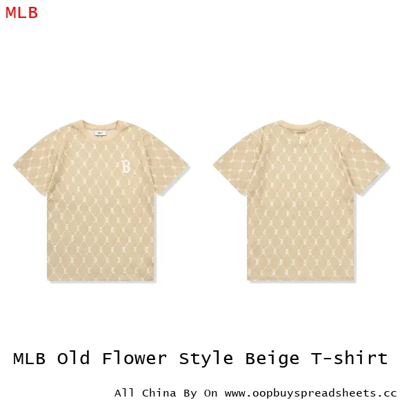 MLB Old Flower Style Beige T-shirt
