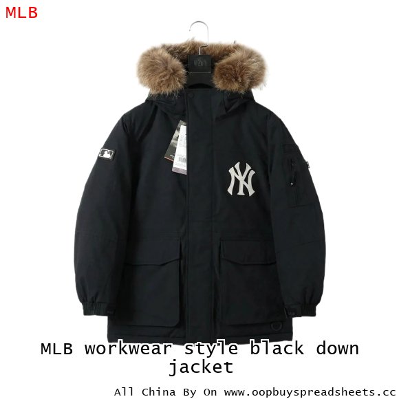 MLB workwear style black down jacket