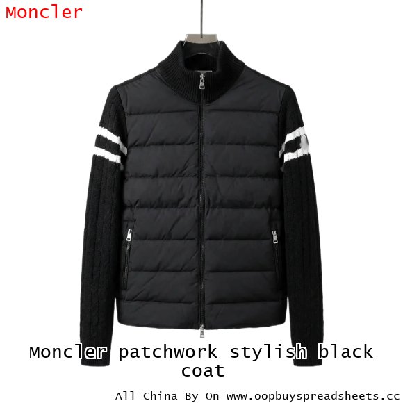 Moncler patchwork stylish black coat