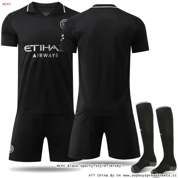 MCFC Black Sporty Style Jersey