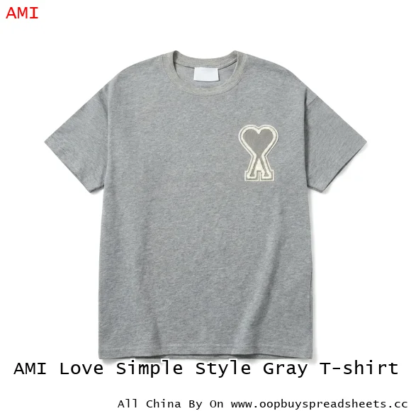 AMI Love Simple Style Gray T-shirt