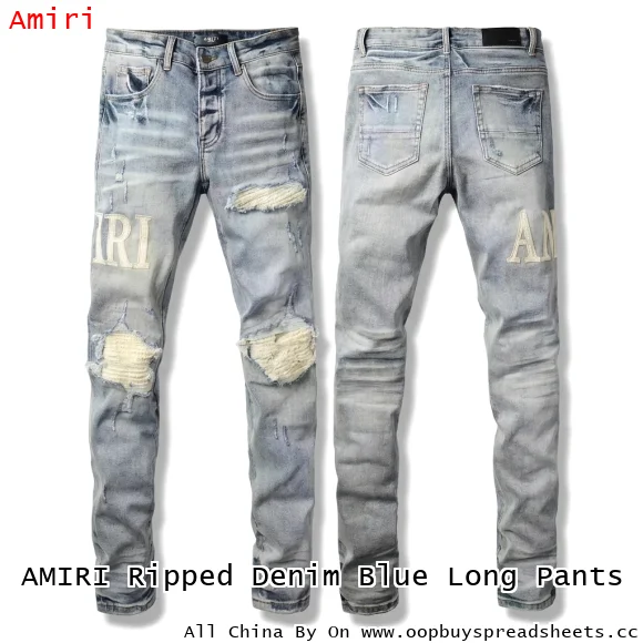 AMIRI Ripped Denim Blue Long Pants
